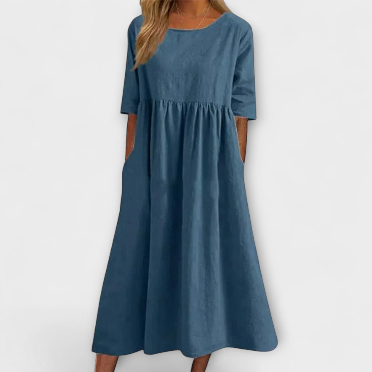 Anja - Robe d'Été Bleu Clair Taille Empire