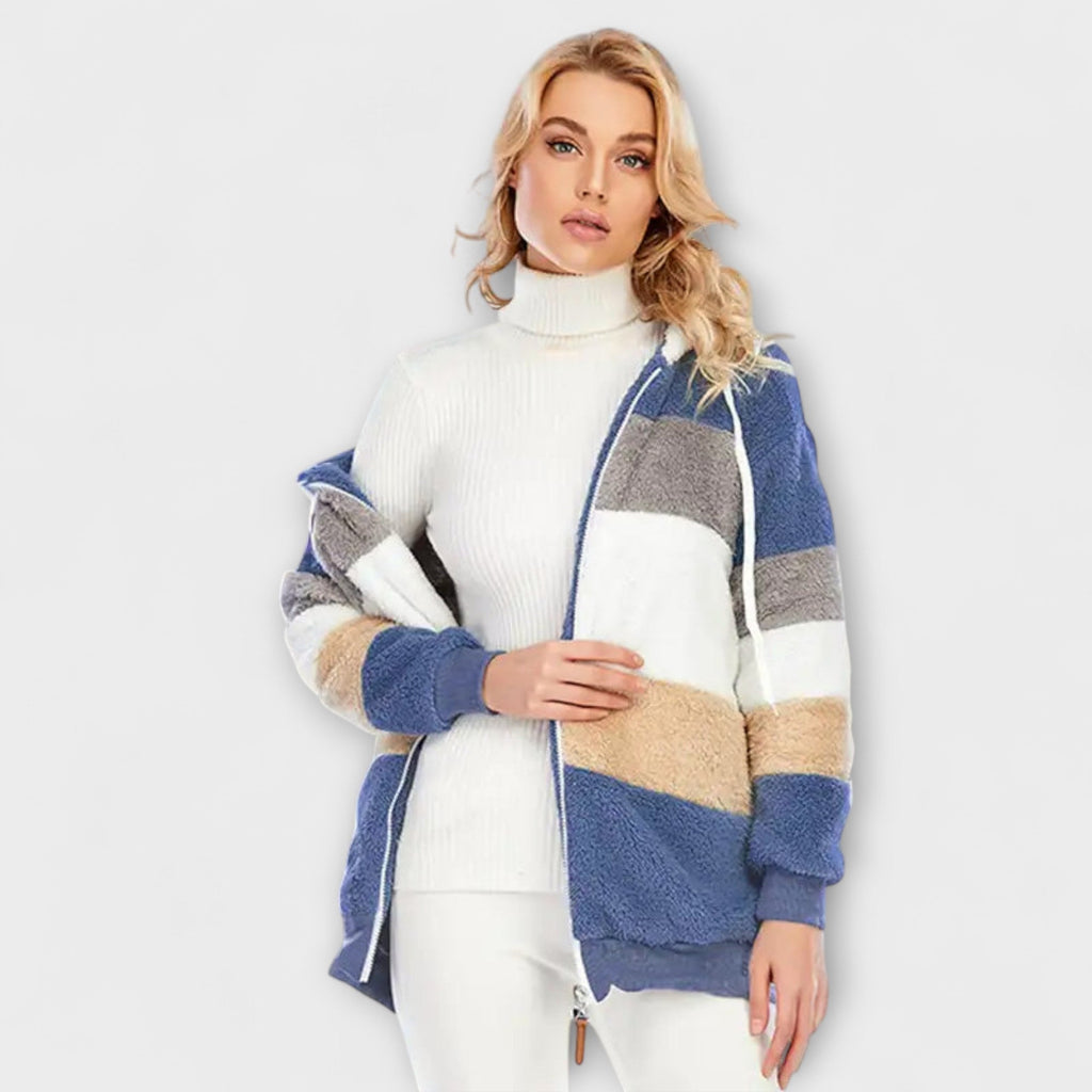 Erika - Doudoune Douillette Beige Color-Block