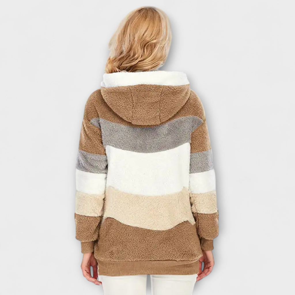 Erika - Doudoune Douillette Beige Color-Block